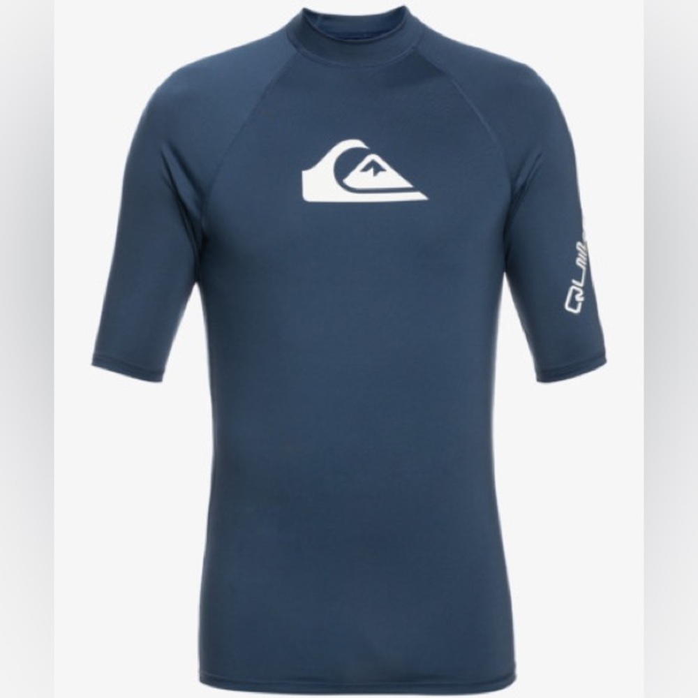 Quiksilver All Time Short Sleeve UPF 50 Rashguard: Insignia Blue - Medium